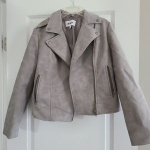 BB Dakota Faux Leather Grey Moto Jacket